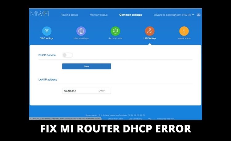 MI Router DHCP Error