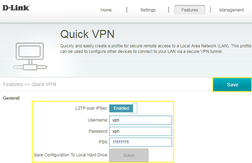 VPN on D-Link Router