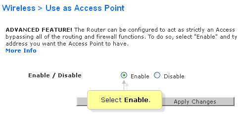 Belkin Router Use as Access Point