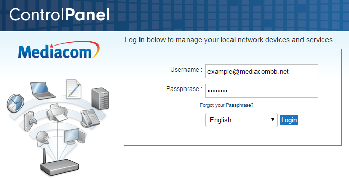 Mediacom Control Panel Username